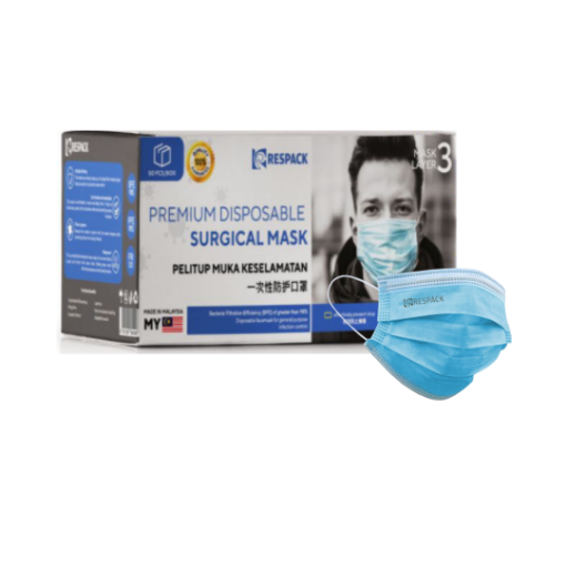 Picture of Respack 3 Ply Medical Face Mask Earloop Series 50Pcs/Box Blue