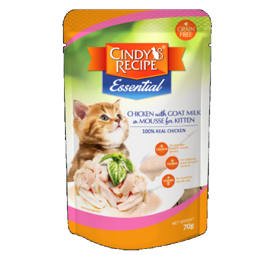 Picture of CINDY'S RECIPE ESSENTIAL Chicken With Goat Milk In Mousse (Kitten) 70g