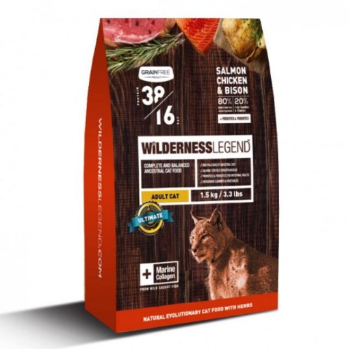 Picture of WILDERNESS LEGEND 38/16 Cat Food (Adult)-Salmon, Chicken & Bison 1.5kg