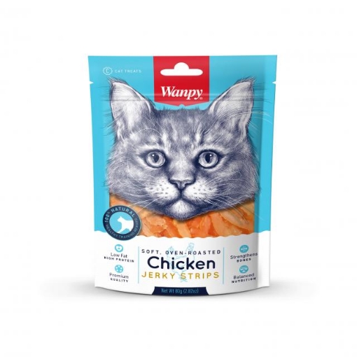 Picture of WANPY Soft Chicken Jerky Strips For Cat 80gm