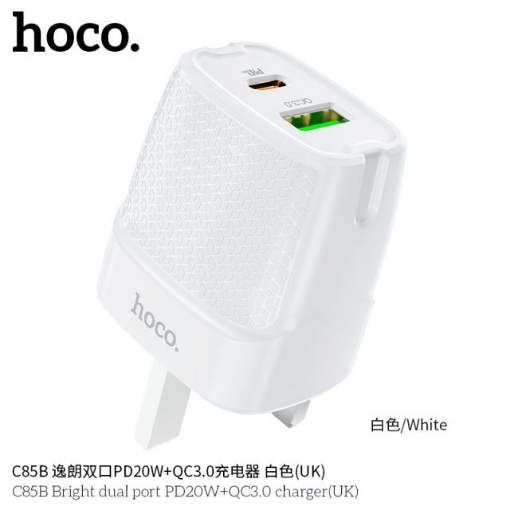 Picture of HOCO C85B PD20W+QC3.0 BRIGHT DUAL PORT CHARGING (UK)