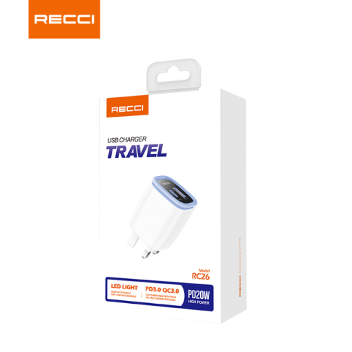 Picture of Recci 20W PD+QC Wall Charger with LED (UK Plug)