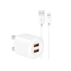 Picture of Lanex 2.4A Dual USB Port Wall Charger with Lightning Cable (UK Plug)