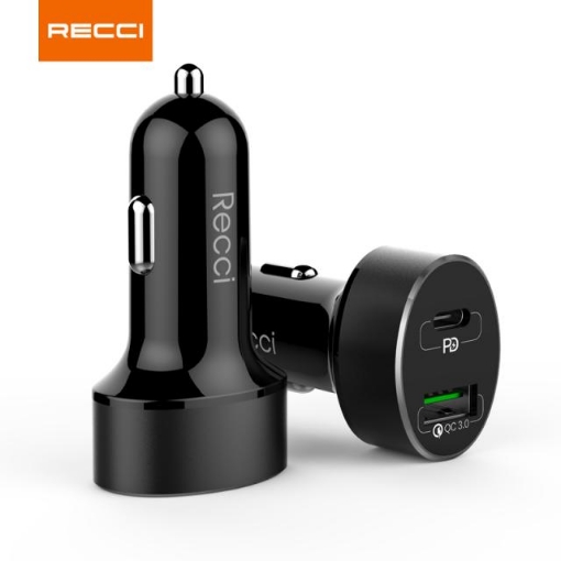 Picture of Recci 36W PD + QC3.0 Dual USB Car Charger with Digital Display