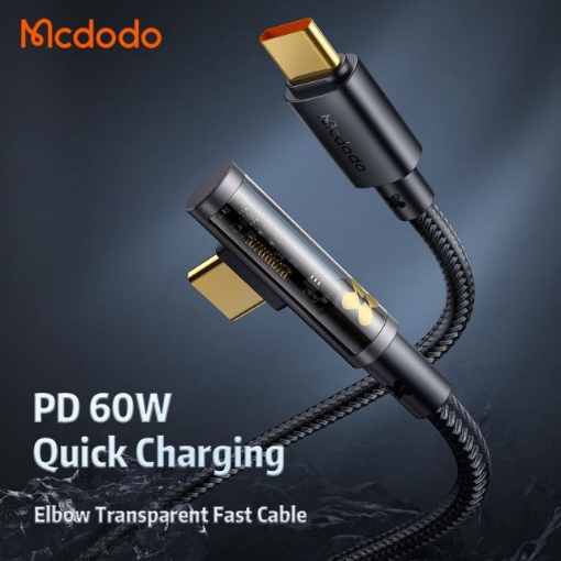 Picture of Mcdodo Prism Series 100W Type-C to Type-C 90 Degree Transparent Data Cable 1.2M